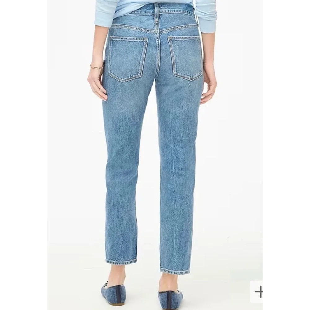 J.Crew Premium Slim Boyfriend Patched Denim Jeans Size 31 Petite‎ Cotton NEW